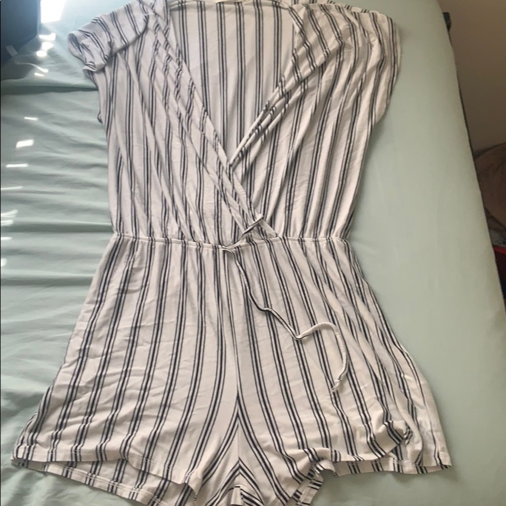Heart & Hips black and white striped romper